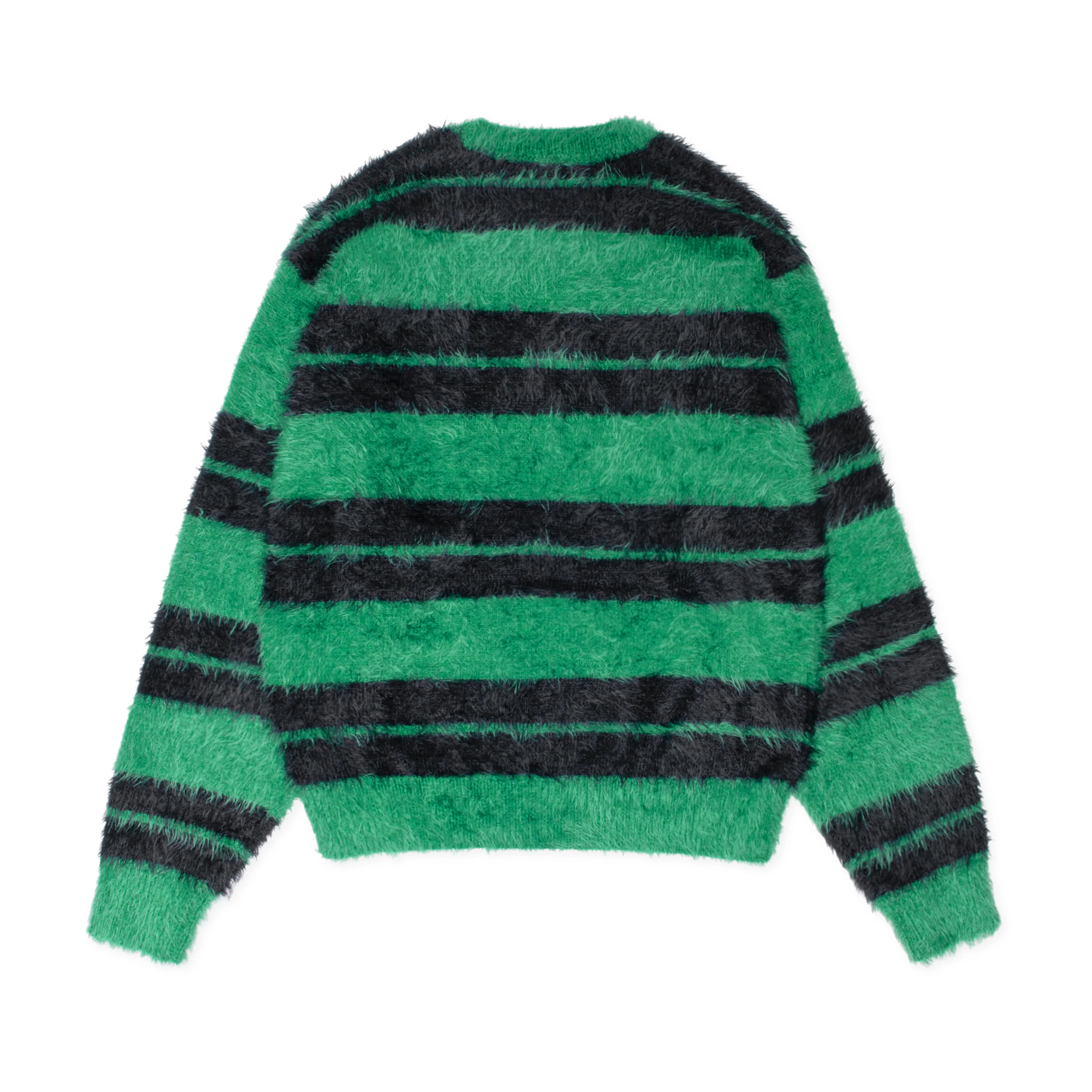 Stüssy - Men's Hairy Stripe Crew - (Black/Green) - Image 2