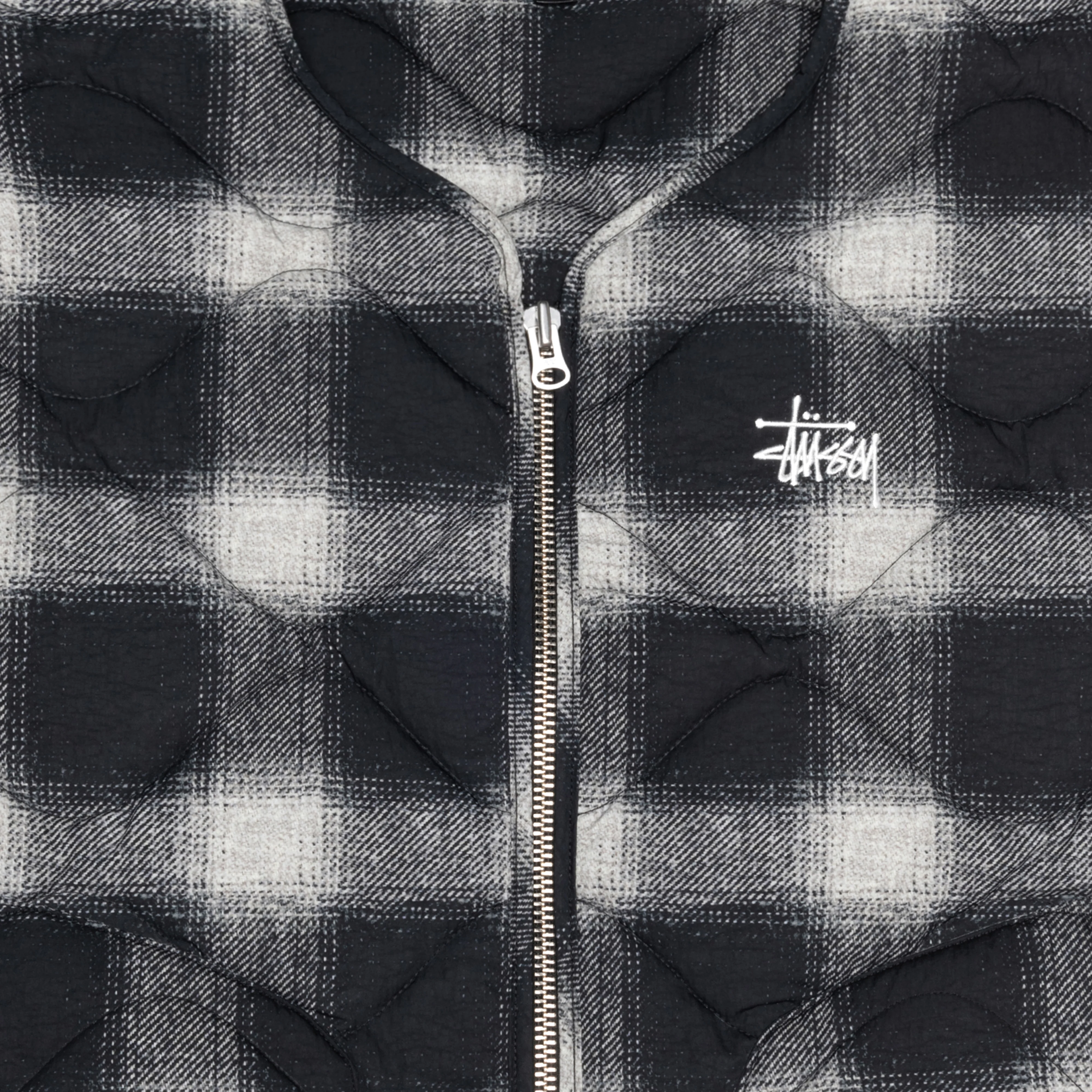 Stüssy - Plaid Nylon Liner Vest - (Black) - Image 3