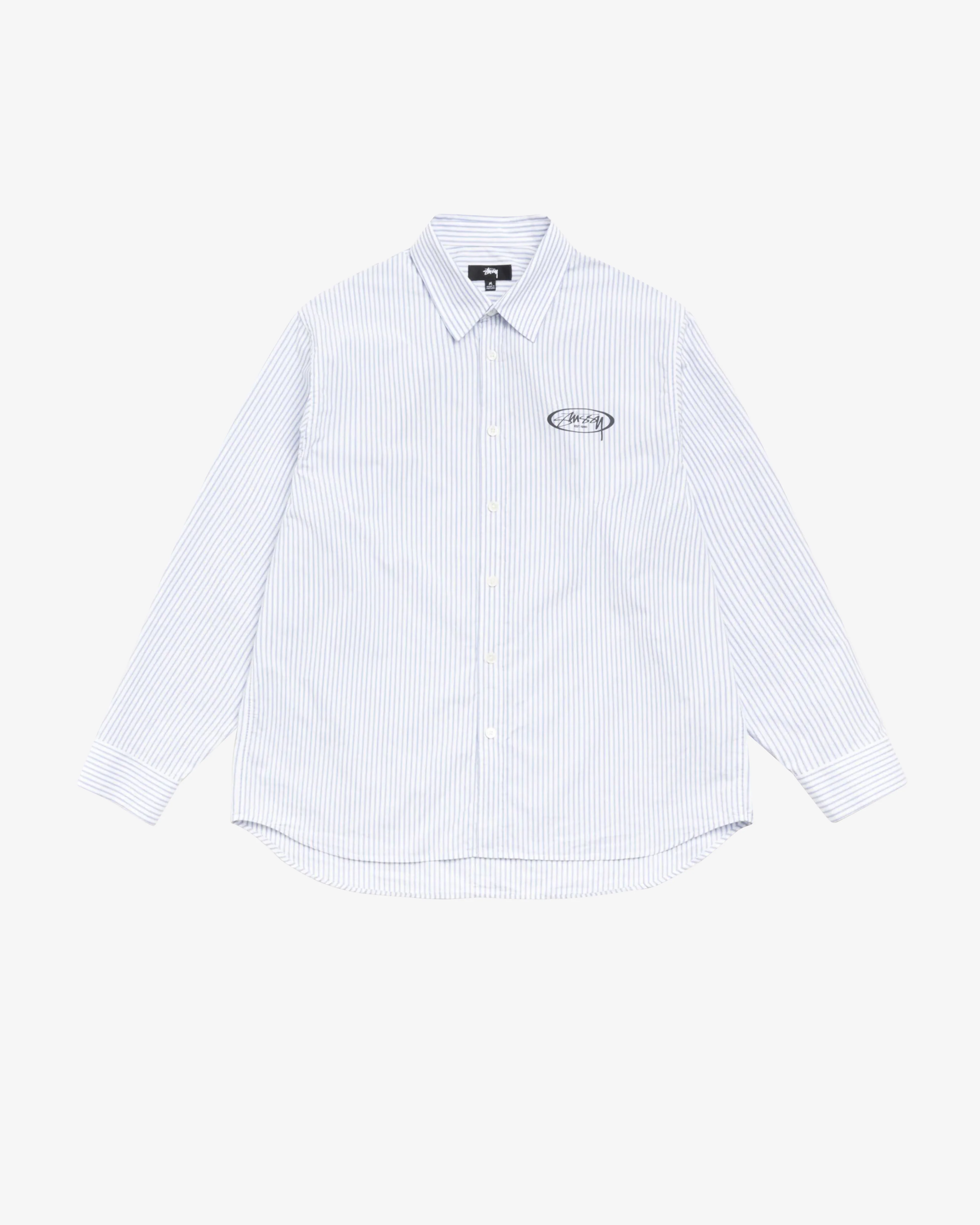 Stüssy - Men's Standard Logo Shirt - (Blue Stripe)