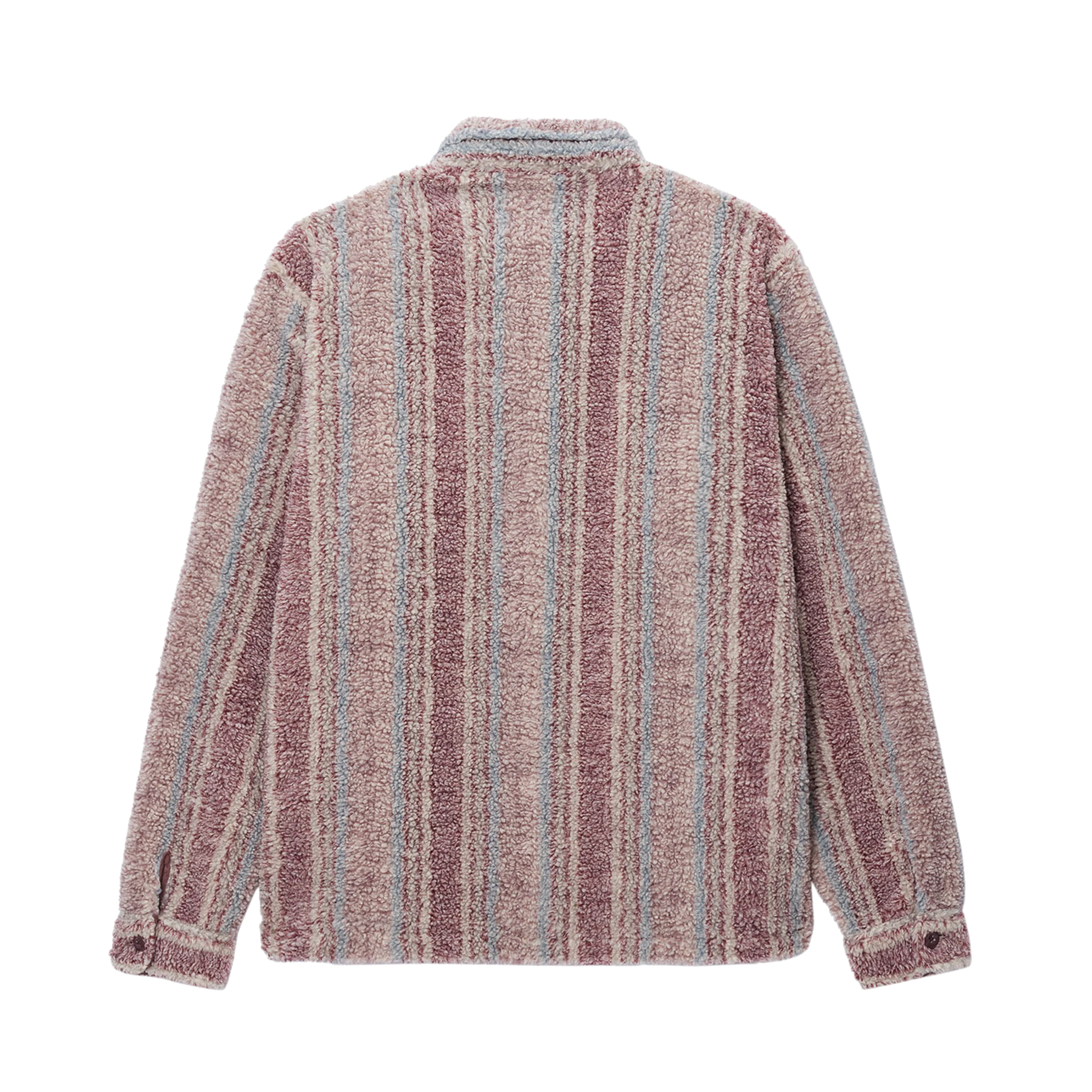 Stüssy - Men's Stripe Sherpa Shirt - (Berry) - Image 2