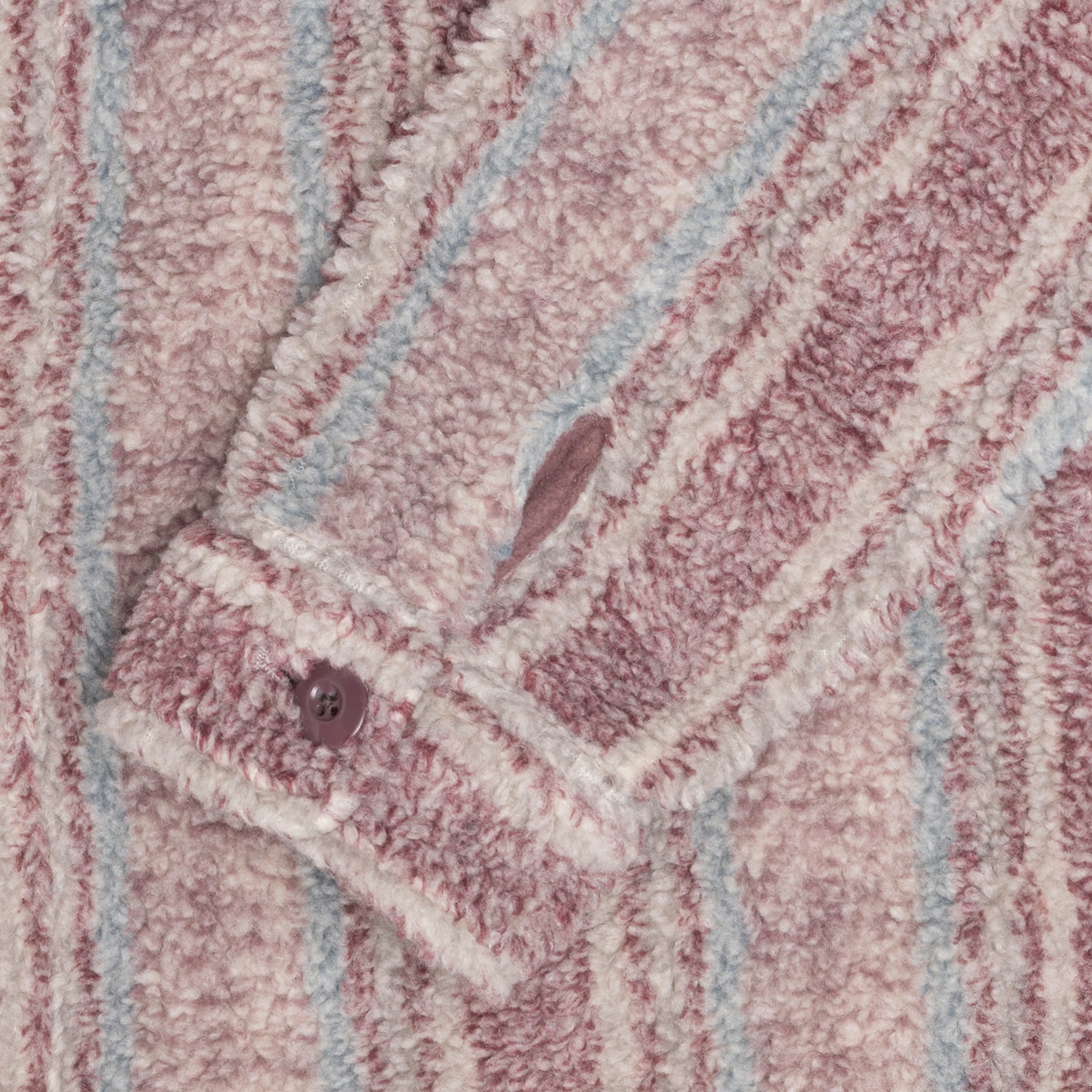 Stüssy - Men's Stripe Sherpa Shirt - (Berry) - Image 4