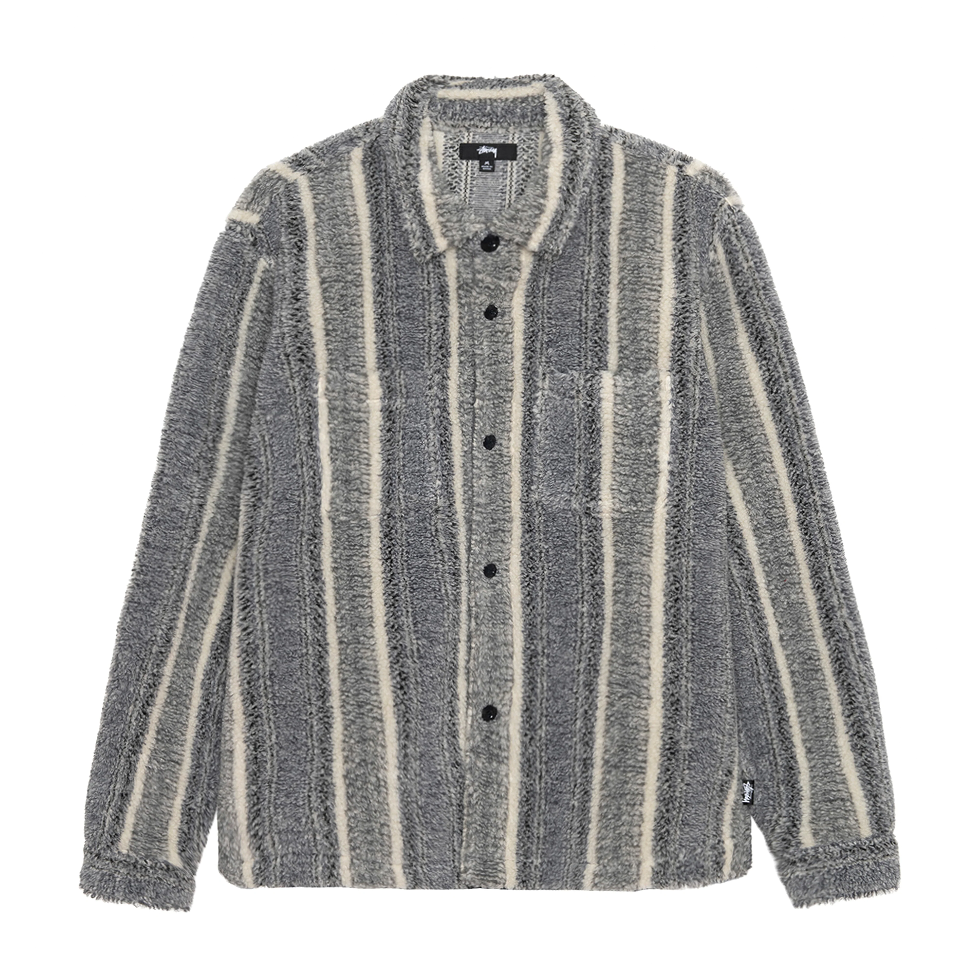 Stüssy - Men's Stripe Sherpa Shirt - (Charcoal)