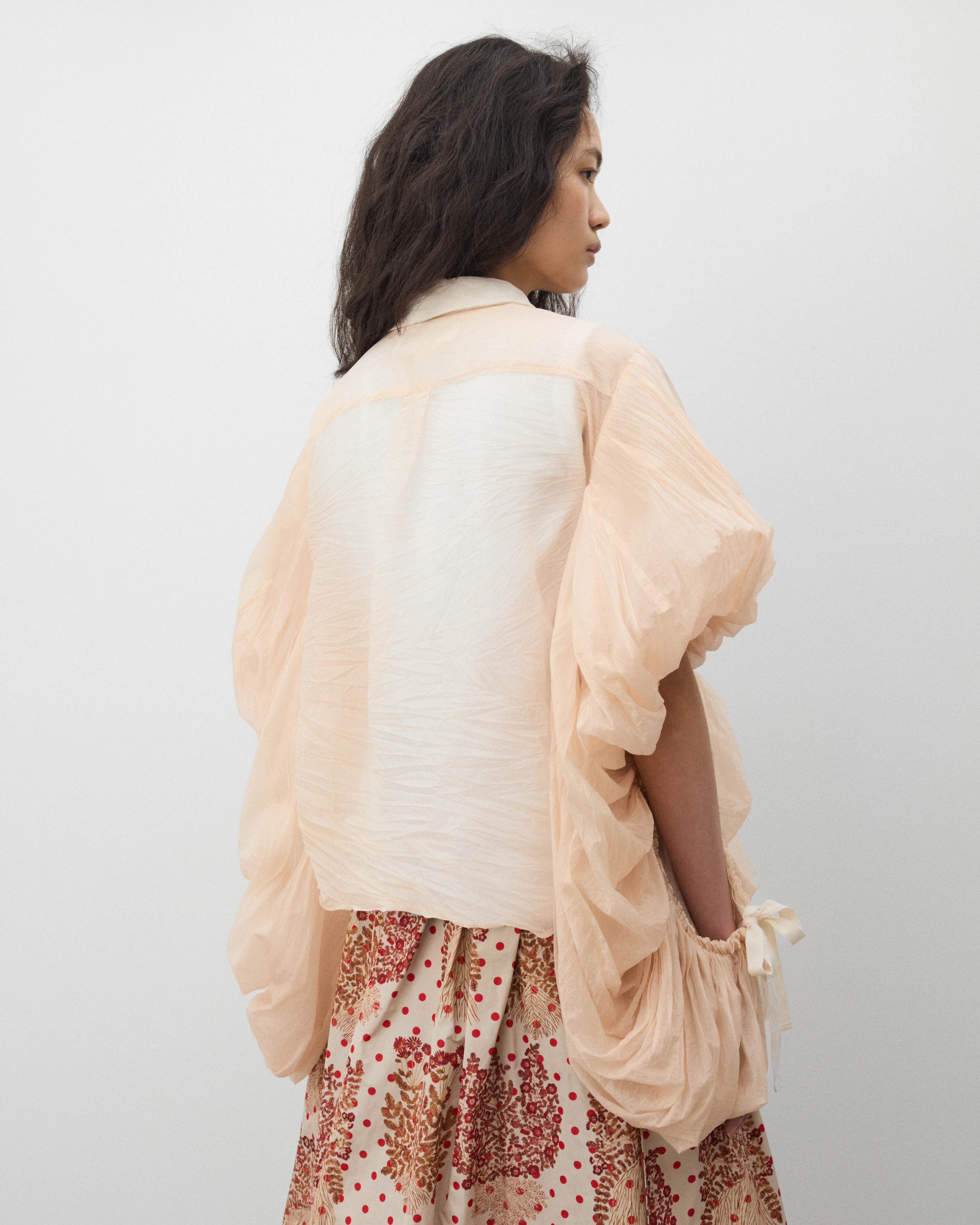 Tao - Women's Sheer Crinkled Blouse - (Pink) - Image 5