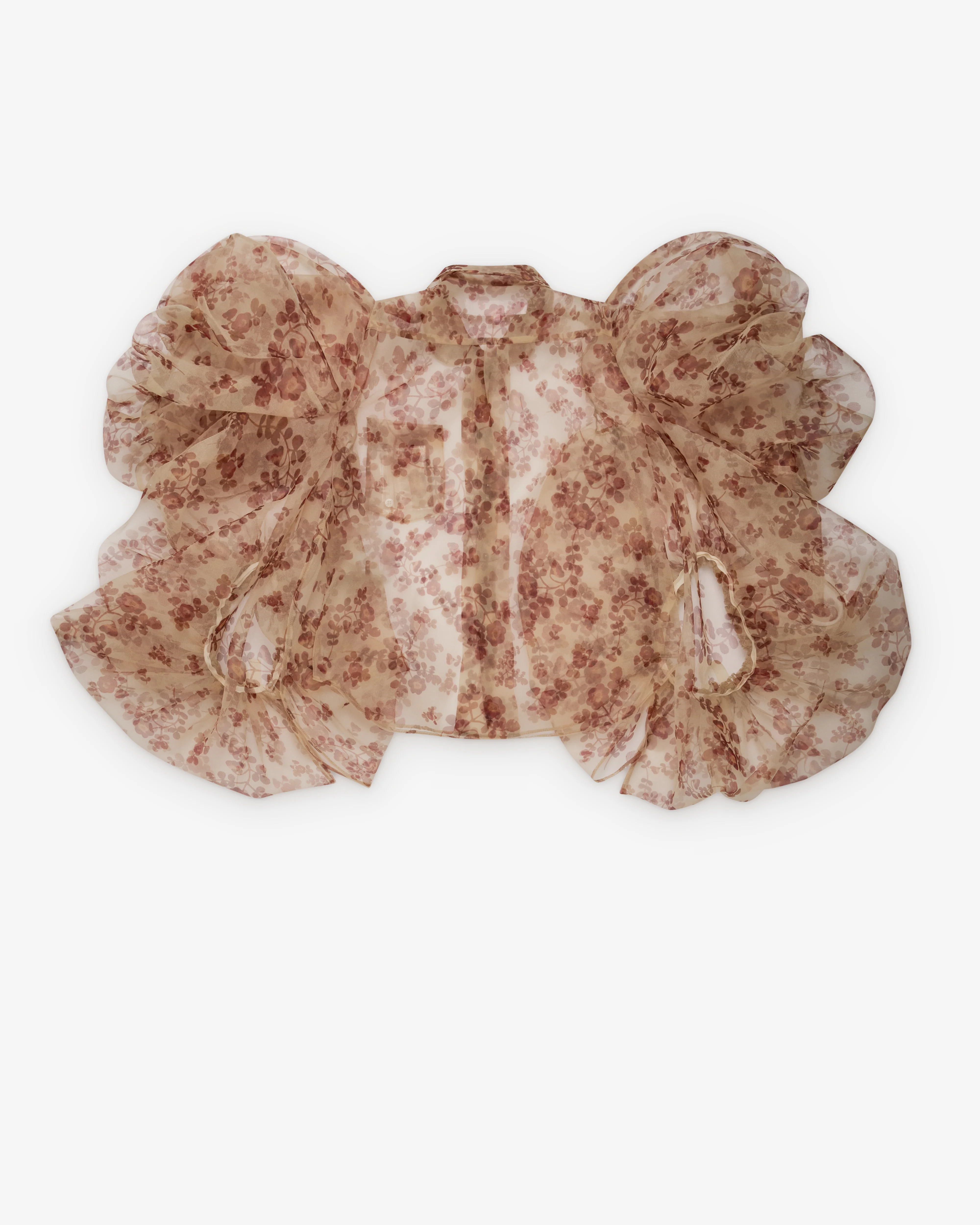 Tao - Women's Sheer Floral Blouse - (Brown) - Image 2