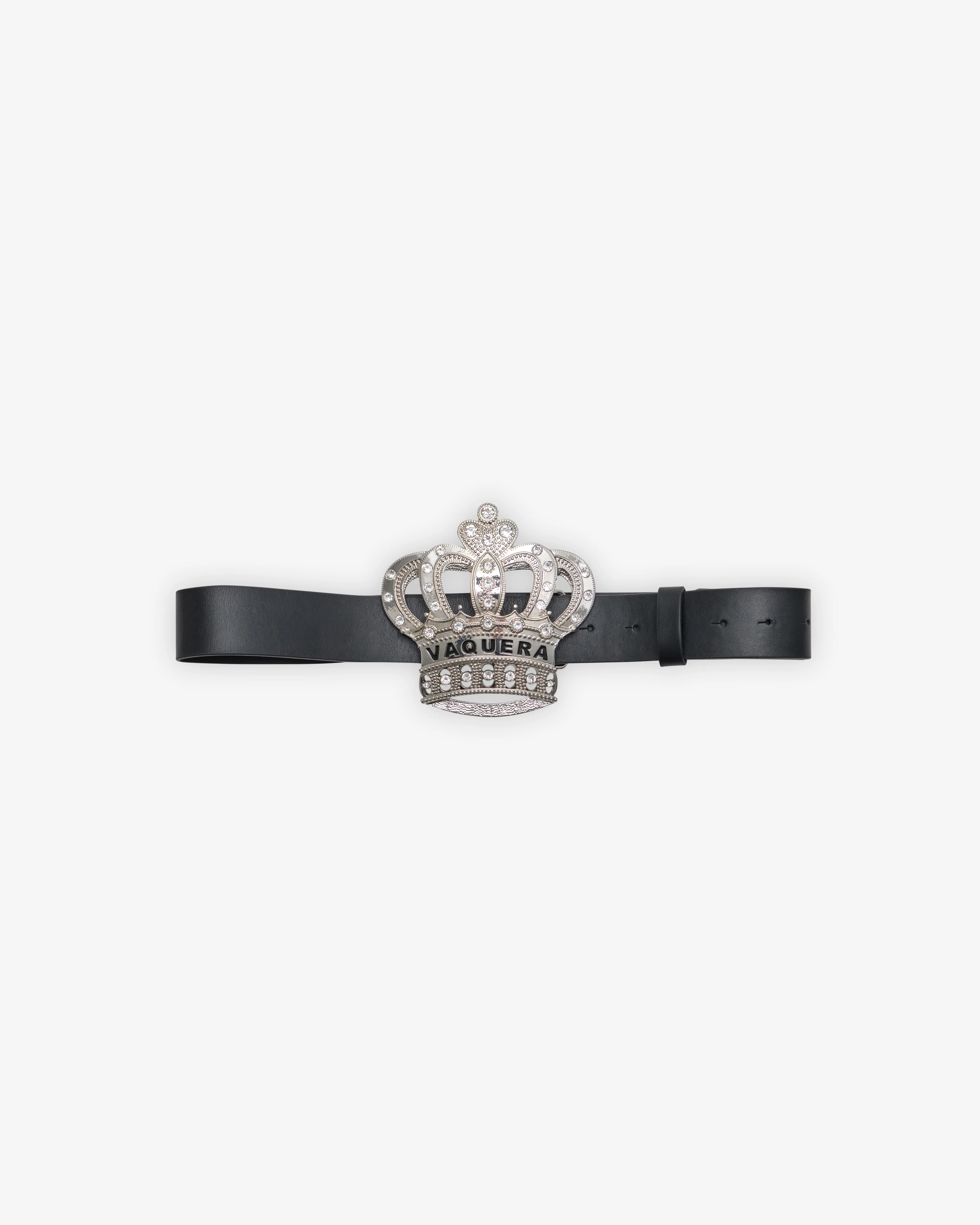 Vaquera - Women's Swarovski Crystal Crown Belt - (Black/Silver)