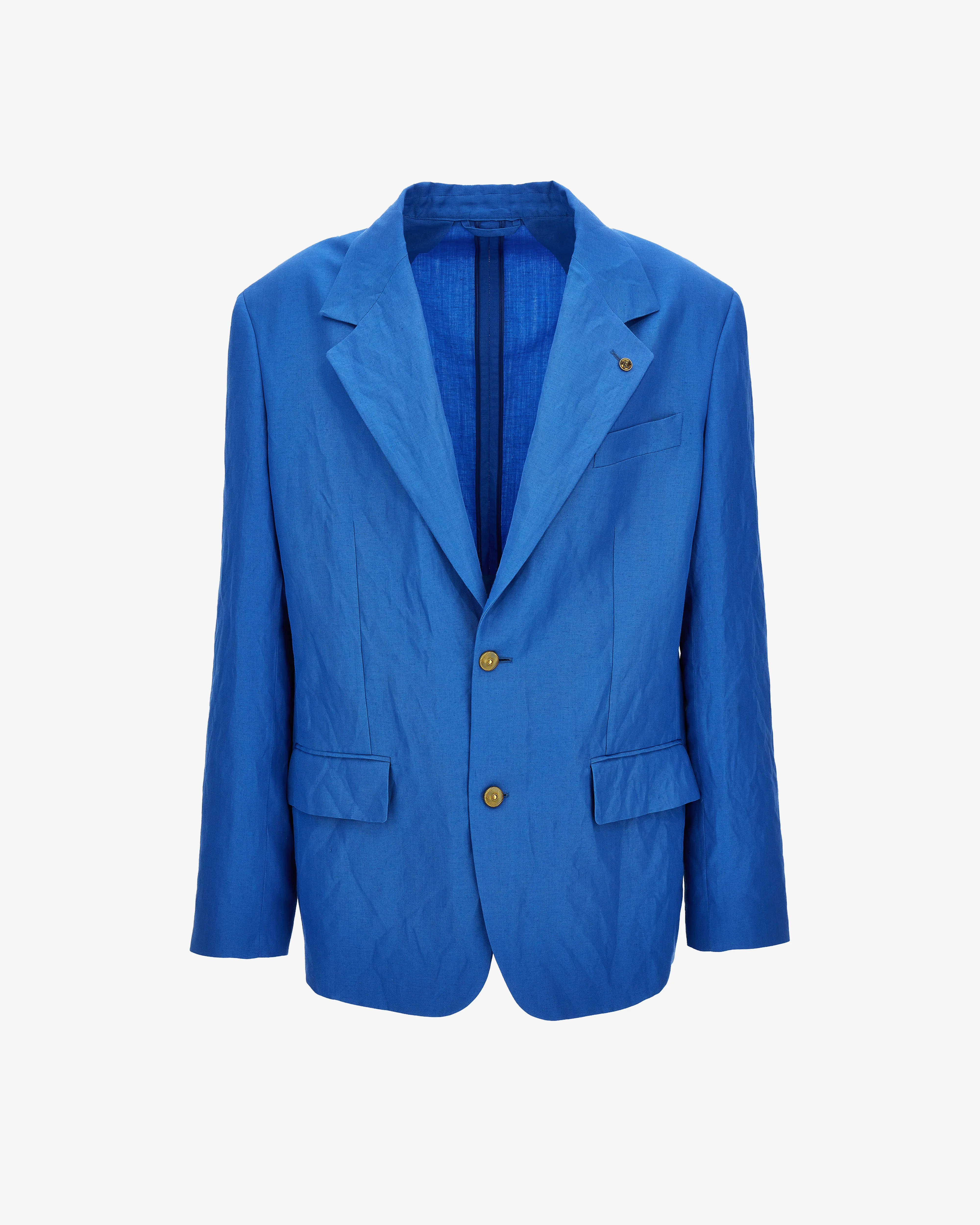Versace - Men's Wool-Linen Oversized Blazer - (Light Blue)