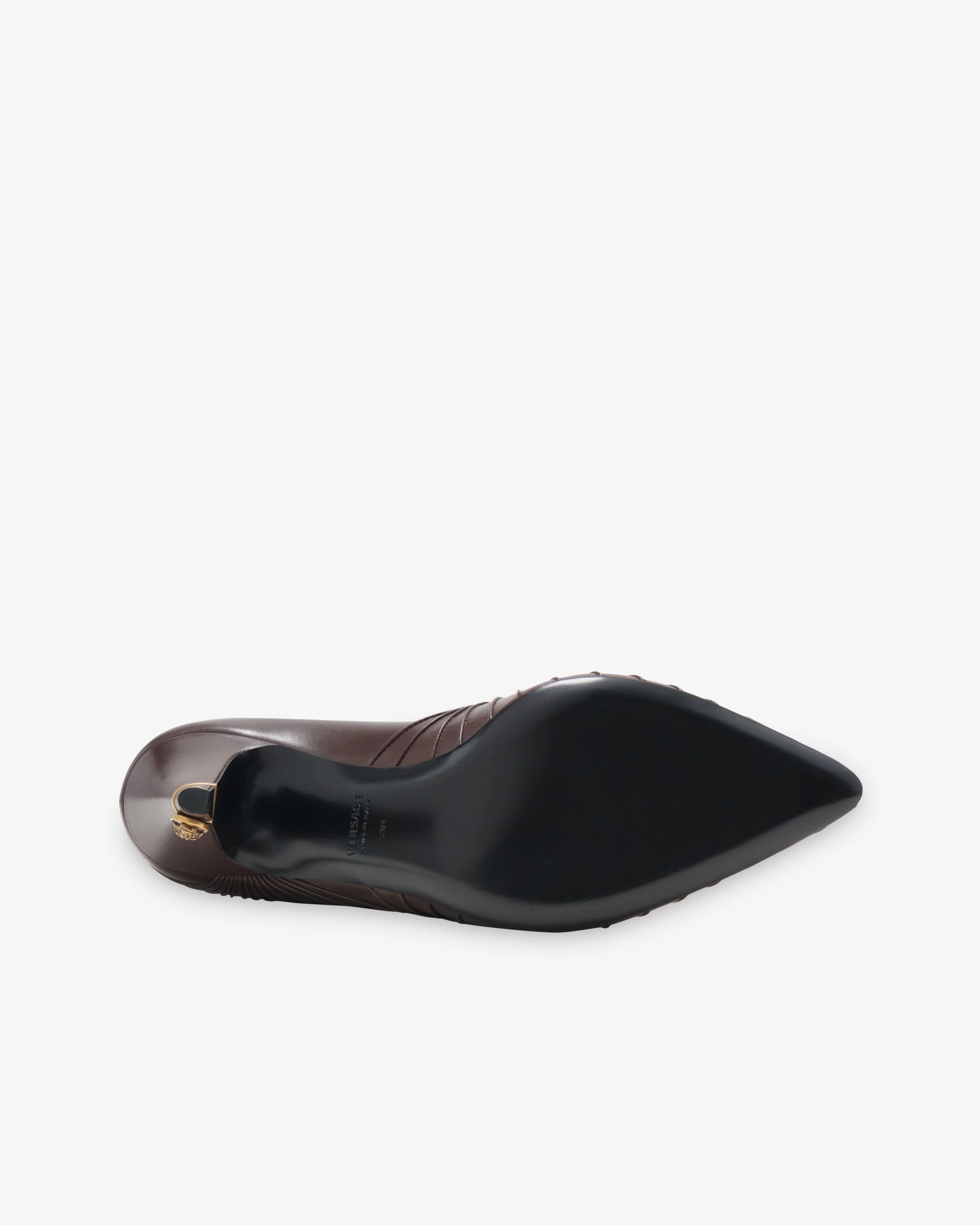 Versace - Women's Gianni Leather Pumps - (Mocha/Gold) - Image 6
