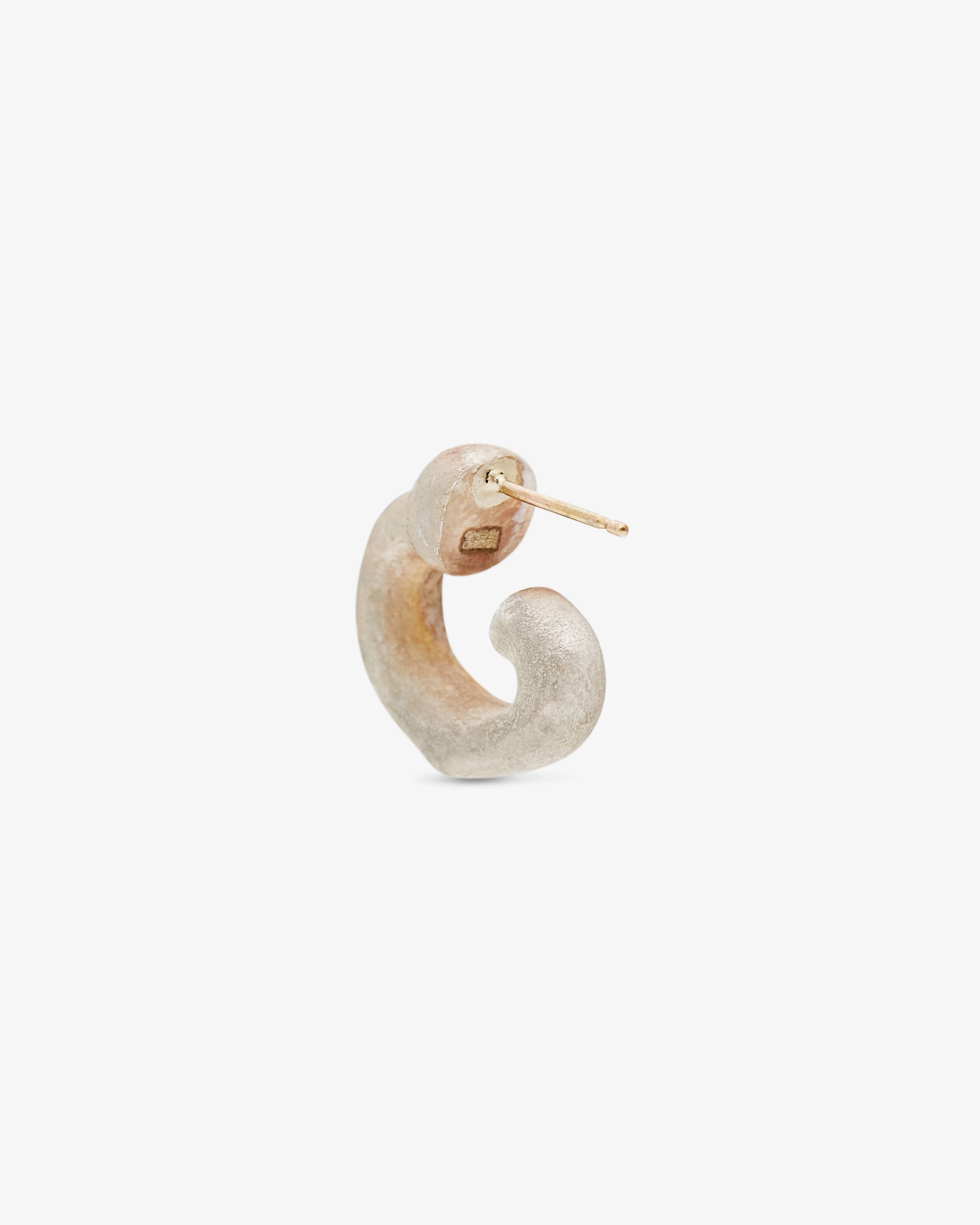 Weinan Pan - Bone Earring No4 with Faceted Pearl - (Silver/Gold) - Image 2