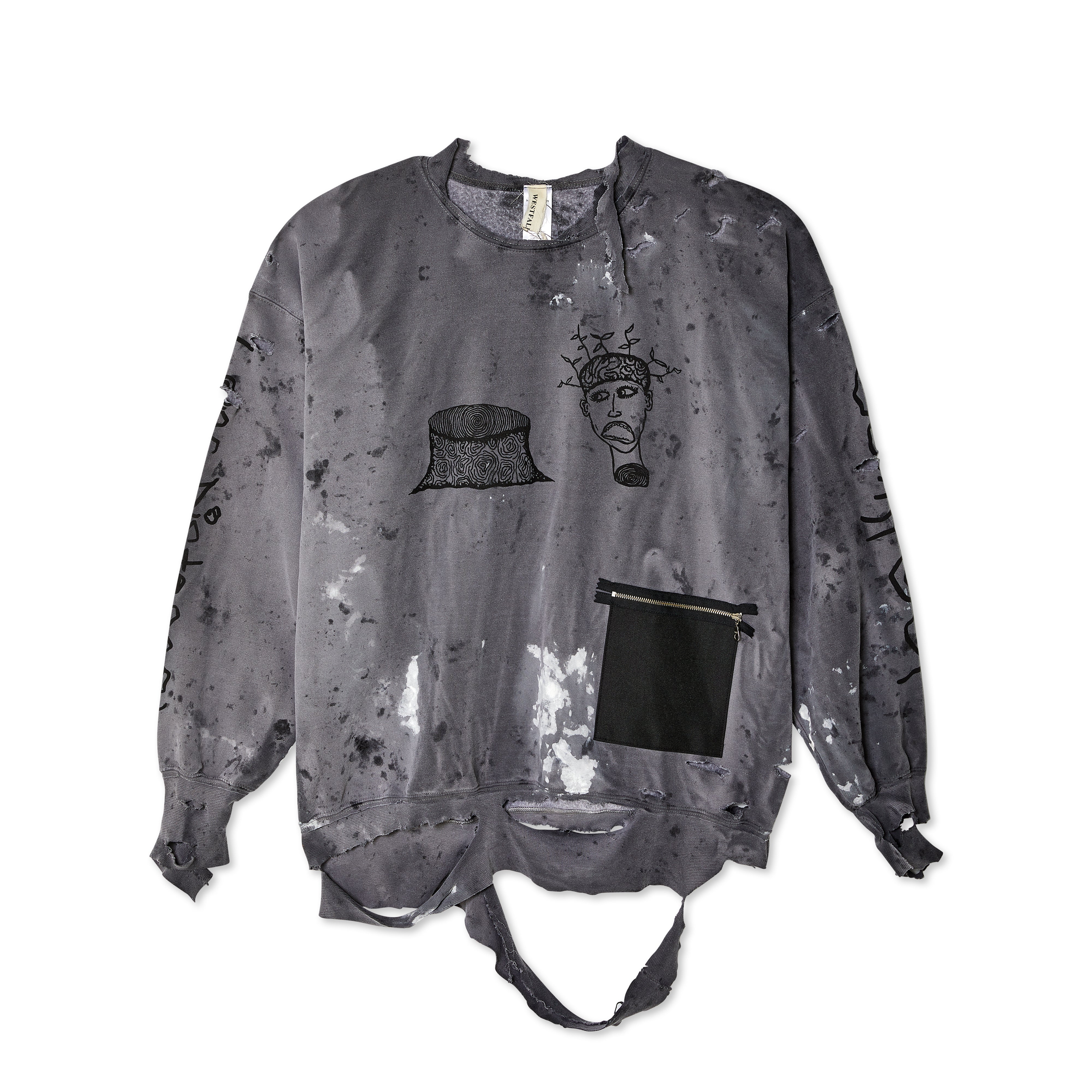 Westfall - Men's Equal Loss Destroyed Sweatshirt - (Charcoal)
