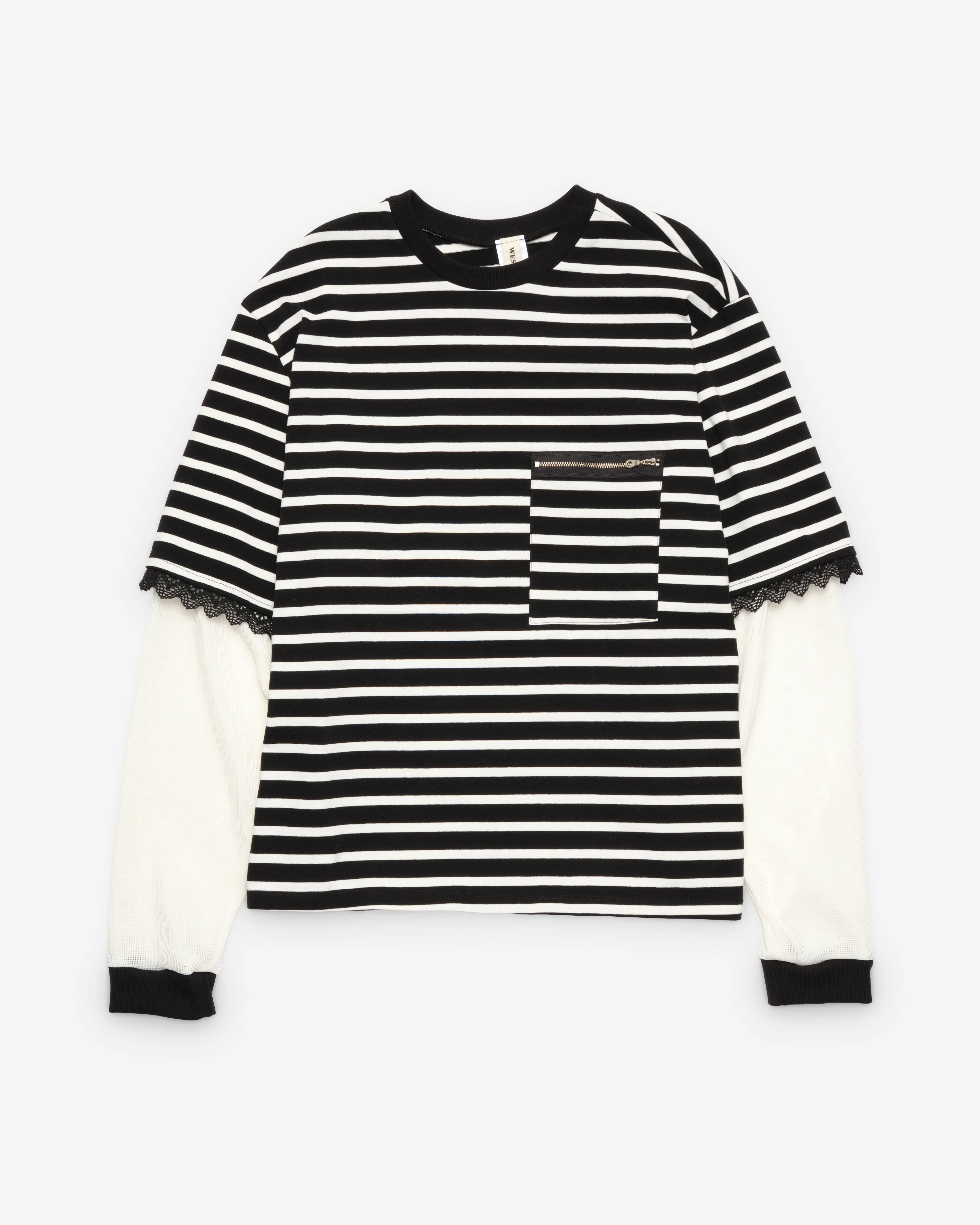 Westfall - Men's Striped Lace Double Shirt - (Black)