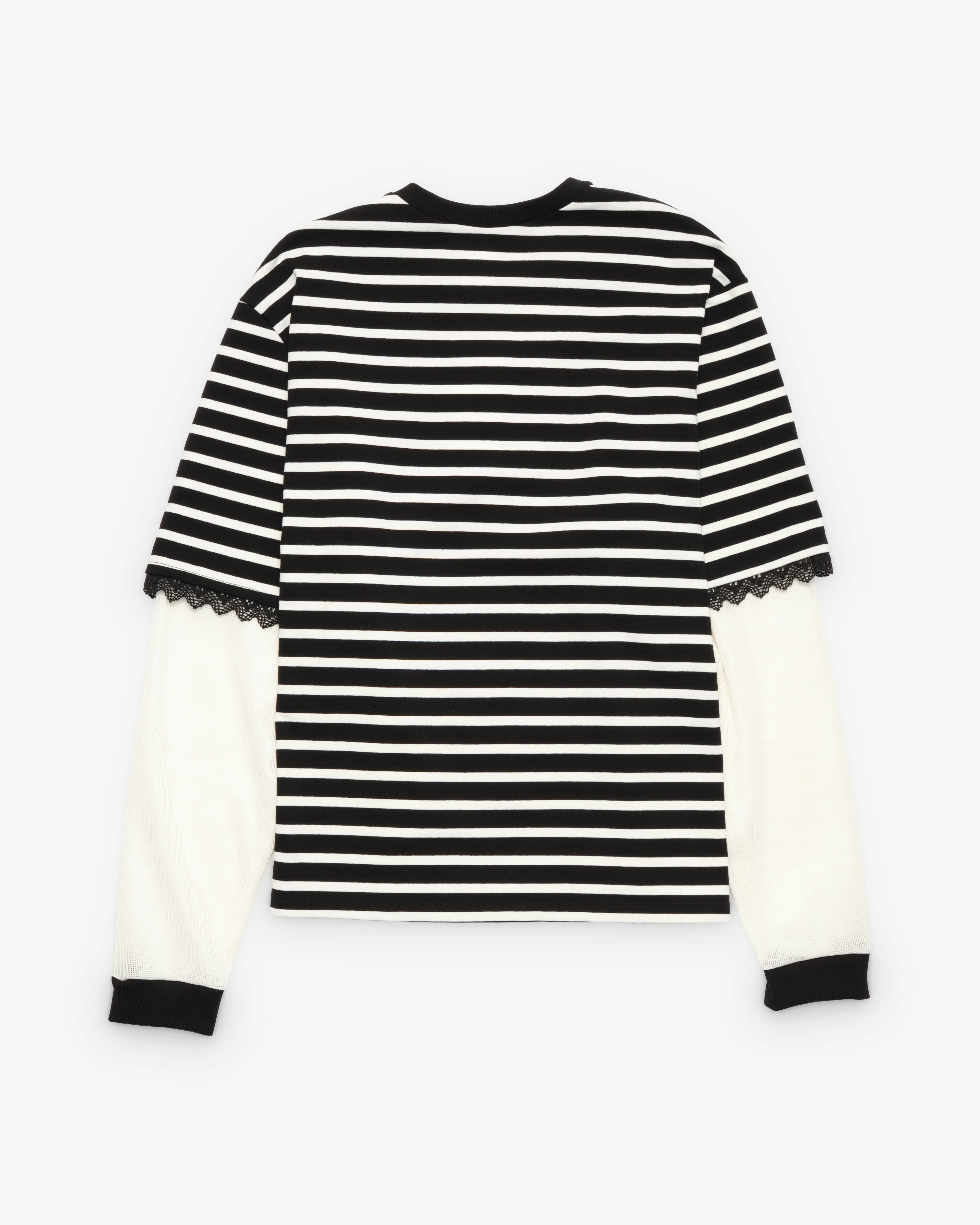 Westfall - Men's Striped Lace Double Shirt - (Black) - Image 2